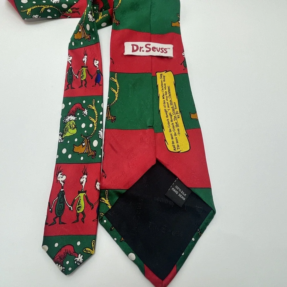 Dr.Seuss The Grinch Who Stole Christmas 100% Silk Tie Hand Sewn Vintage 1996